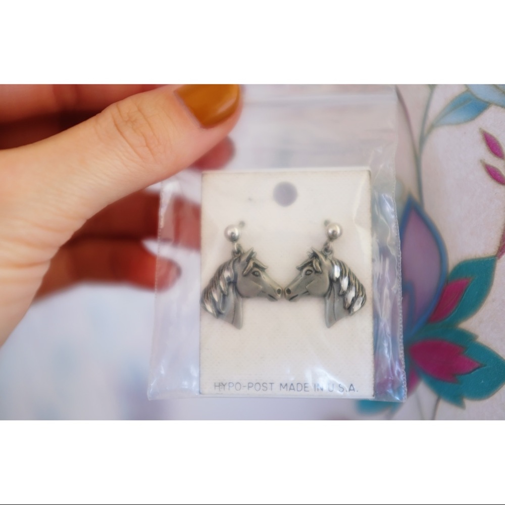Vintage Horse Drop Studs